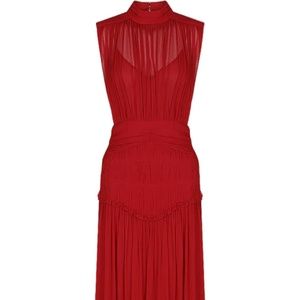 Shona Joy High Neck Midi Dress in Scarlett in Size 2